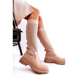 PS1 Botas Planas Mujer Canalé Beige Allys QT50P 4 PS1 Botas Planas Mujer Canalé Beige Allys QT50P 4