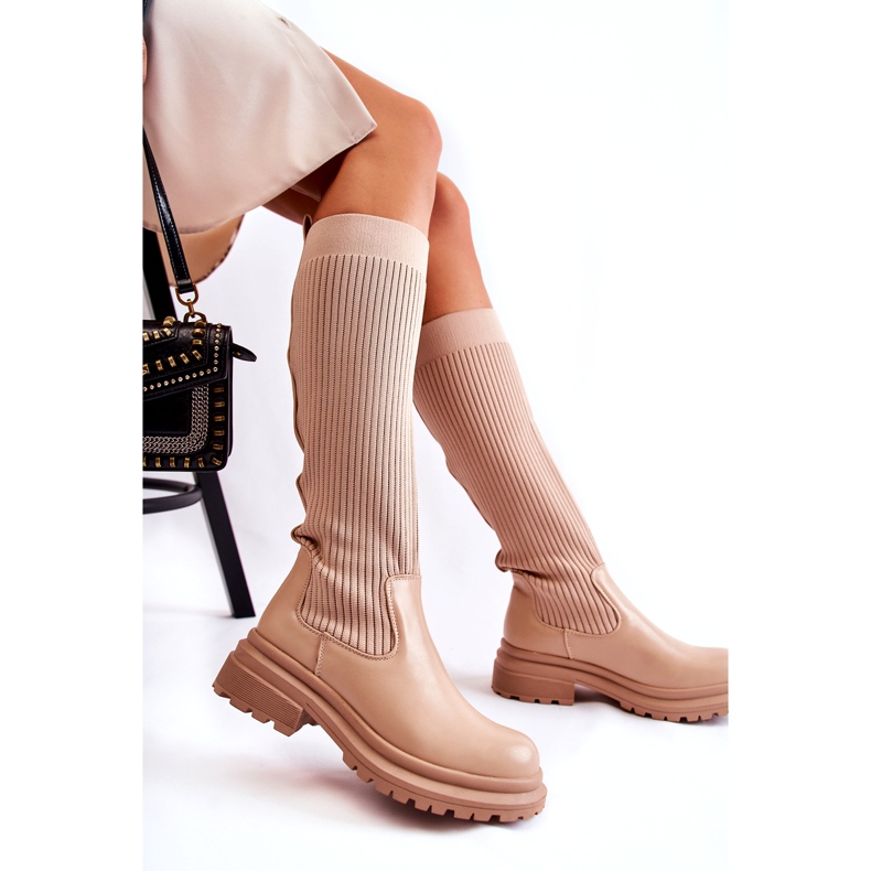 PS1 Botas Planas Mujer Canalé Beige Allys QT50P 4 PS1 Botas Planas Mujer Canalé Beige Allys QT50P 4