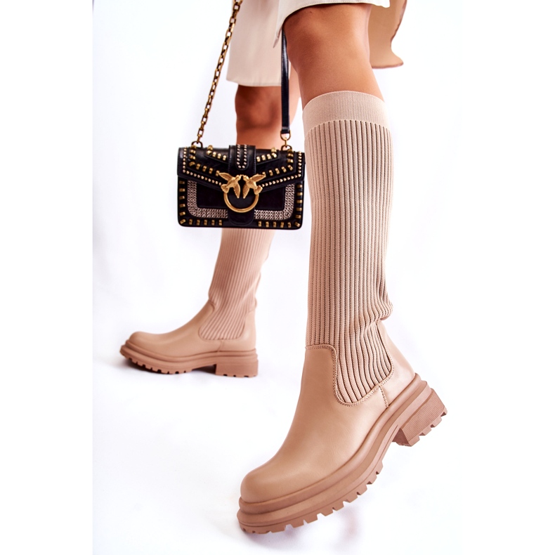 PS1 Botas Planas Mujer Canalé Beige Allys QT50P 3 PS1 Botas Planas Mujer Canalé Beige Allys QT50P 3
