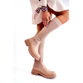 PS1 Botas Planas Mujer Canalé Beige Allys QT50P 1 PS1 Botas Planas Mujer Canalé Beige Allys QT50P 1