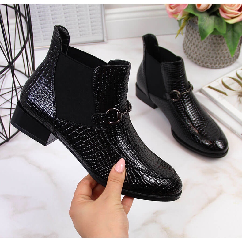 Botines charol negro filippo serpiente 2