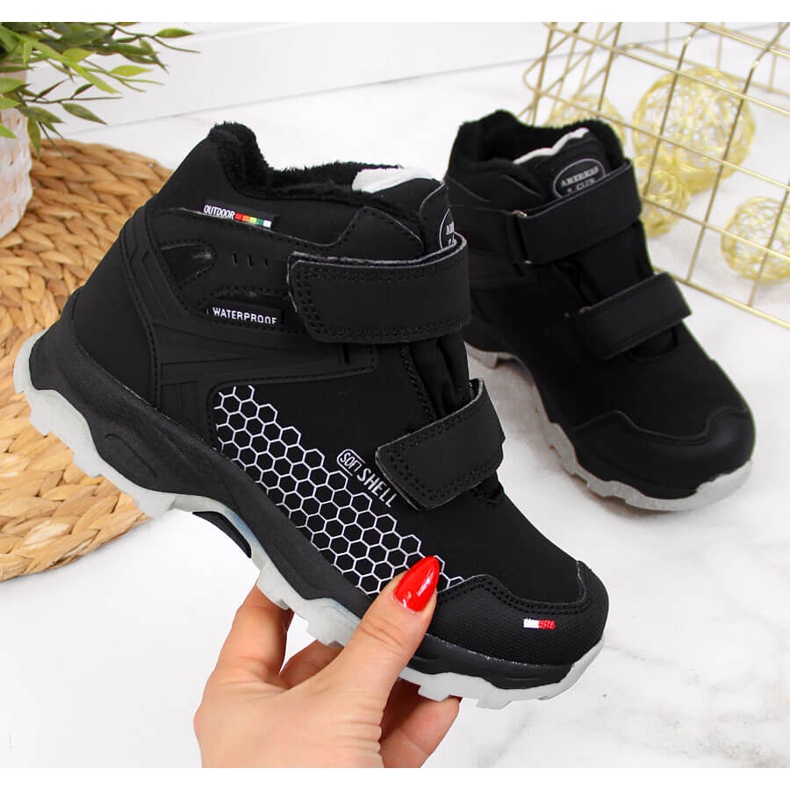 Botas de nieve negras impermeables con velcros para niño American Club negro 1 Botas de nieve negras impermeables con velcros para niño American Club negro 1