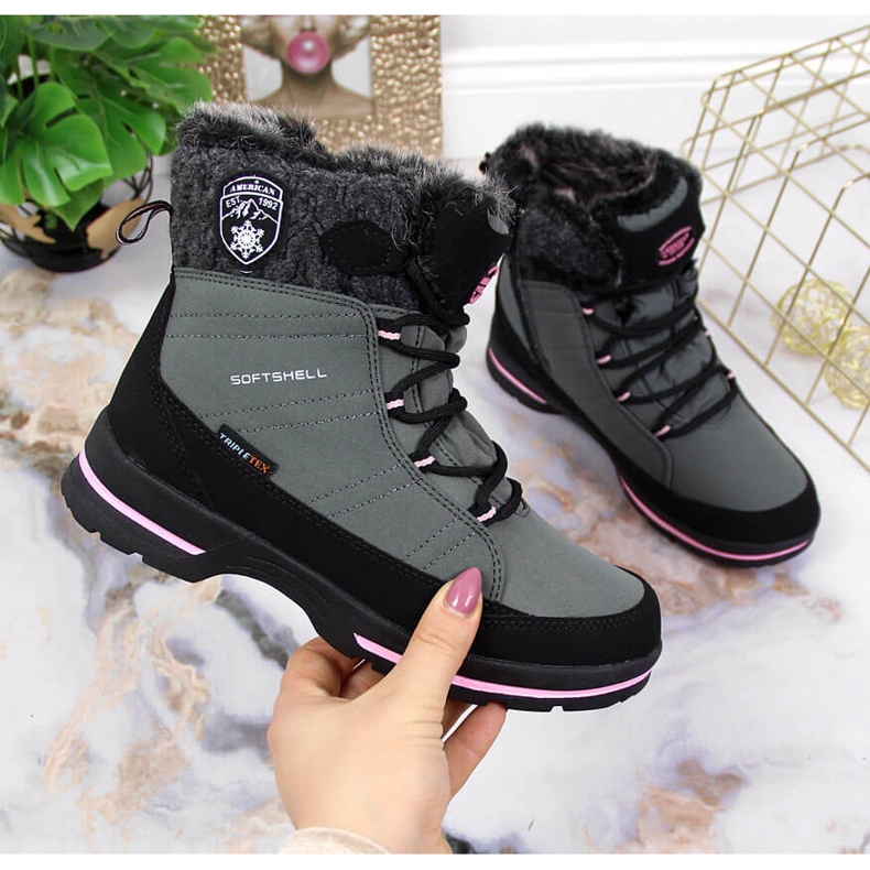 Botas de nieve impermeables grises para niña de American Club 1