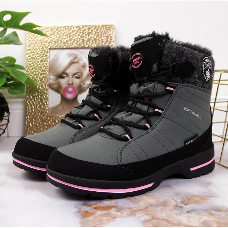 Botas de nieve impermeables grises para niña de American Club 2
