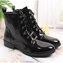 S.Barski Botas de mujer con tacón plano, lacadas y con aislamiento de S. Bararski negro 2
