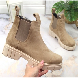Botines mujer en ante, con aislamiento, beige, T.Sokolski 1