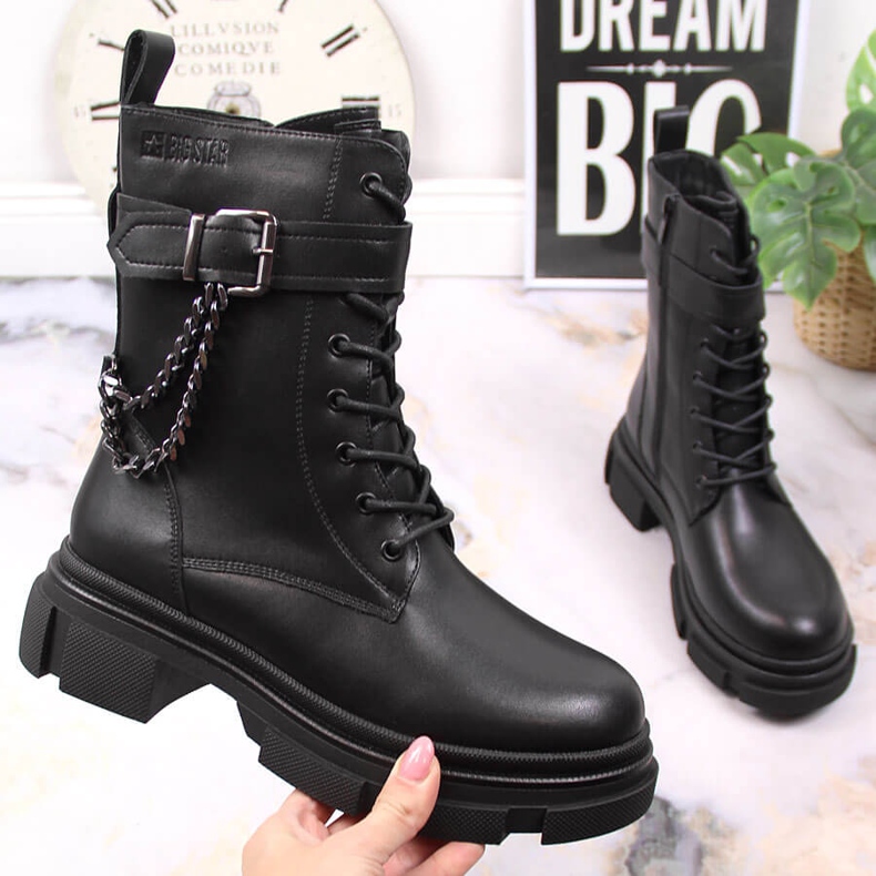 Bolsos de cuero negro para mujer con cadena, negro cálido Big Star KK274486 1