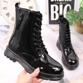 Botas de mujer de piel de charol negro con aislamiento Big Star negro KK274489 1