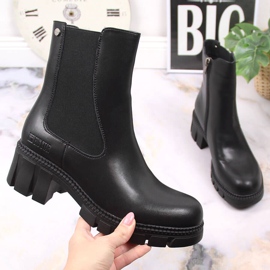 Botas de cuero con aislamiento negro Workery Jodhpur botas Big Star KK274492 1