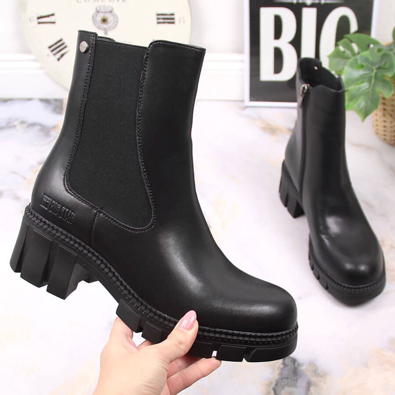 Botas de cuero con aislamiento negro Workery Jodhpur botas Big Star KK274492 1