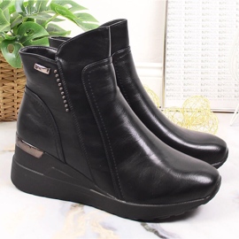 Negro Botas cuña mujer insuladas Jezzi JEZ372 3