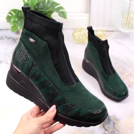 Botas de mujer con tacón de cuña verde croché Jezzi 1