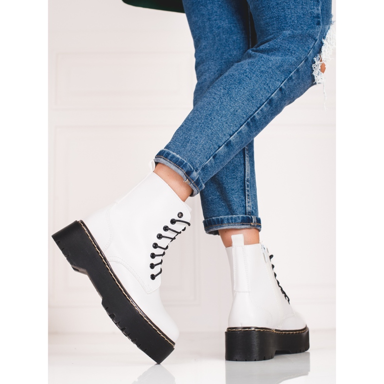 Bolsos Shelovet blancos de mujer atados en la plataforma 2