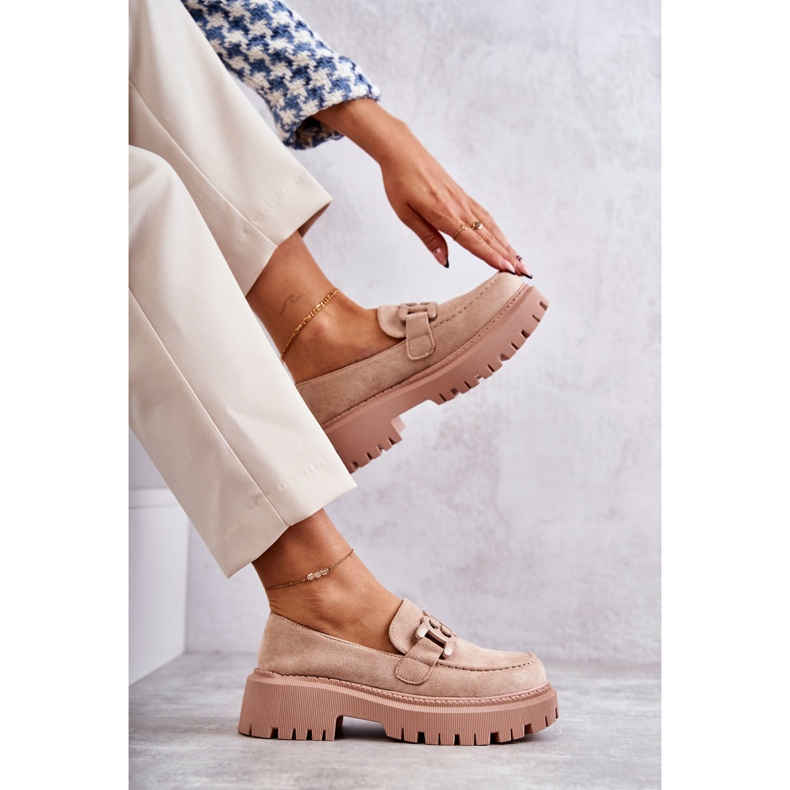 FB2 Zapatos brogue de mujer con adorno Beige Leeza H8-257 3