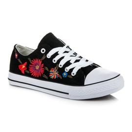 Deportivas con cordones y parches negro 2