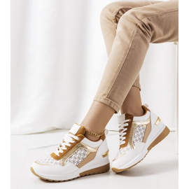 Zapatillas blancas y marrones de Nanson blanco marrón dorado 2