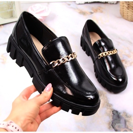 Mocasines de mujer lacados en negro con cadena de Sergio Leone 5