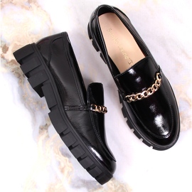 Mocasines de mujer lacados en negro con cadena de Sergio Leone 6