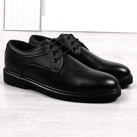 Zapatos negros de piel con cordones para hombre Kingle 2