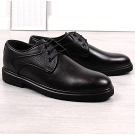 Zapatos negros de piel con cordones para hombre Kingle 3