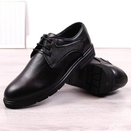 Zapatos negros de piel con cordones para hombre Kingle 4