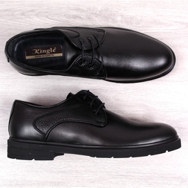 Zapatos negros de piel con cordones para hombre Kingle 5