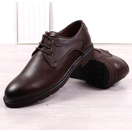 Zapatos marrones de piel con cordones para hombre Kingle marrón 4