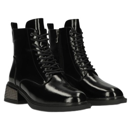 Botas aislantes de charol con tacones aislantes decorativos Filippo W PAW384 negro 3