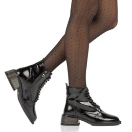 Botas aislantes de charol con tacones aislantes decorativos Filippo W PAW384 negro 5