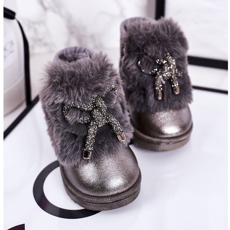 Botas De Nieve Para Niños Con Pelo Gris Oscuro Aurora 20228-1B/2B 2 Botas De Nieve Para Niños Con Pelo Gris Oscuro Aurora 20228-1B/2B 2