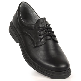 Cómodos zapatos negros de piel con cordones para hombre Helios 1