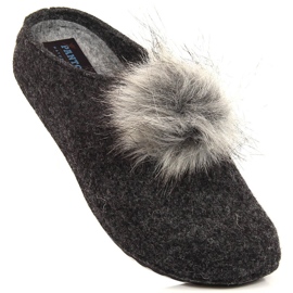 Cómodas zapatillas de estar por casa de mujer grises con pompón Panto Fino 1