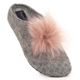 Cómodas zapatillas de estar por casa de mujer en fieltro con pompón Panto Fino gris 1