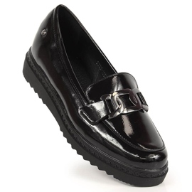 Mocasines de mujer lacados sobre plataforma negra Vinceza negro 1