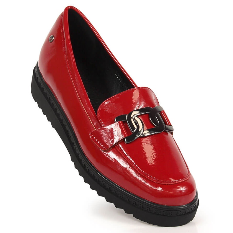 Mocasines de mujer lacados sobre plataforma roja Vinceza rojo 1