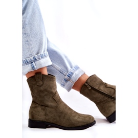 S.Barski Botas Mujer Ante Tacón Plano Verde Fiorenz HY66-66 2