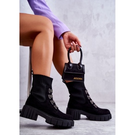 Seastar Botas tipo calcetín sin cordones de ante negro con pedrería 2 Seastar Botas tipo calcetín sin cordones de ante negro con pedrería 2