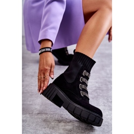 Seastar Botas tipo calcetín sin cordones de ante negro con pedrería 3 Seastar Botas tipo calcetín sin cordones de ante negro con pedrería 3