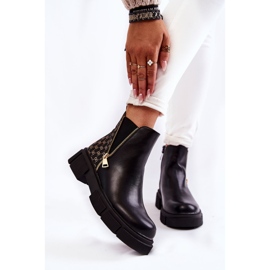PG1 Botas Mujer Piel Con Cremallera Decorativa Negro Lorra 1