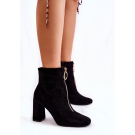 PG1 Botas De Ante Tacón Alto Con Cremallera Decorativa Negro Lisette 2