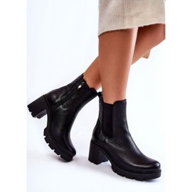 PL5 Botas De Mujer De Cuero En La Plataforma Martine Negra negro 5