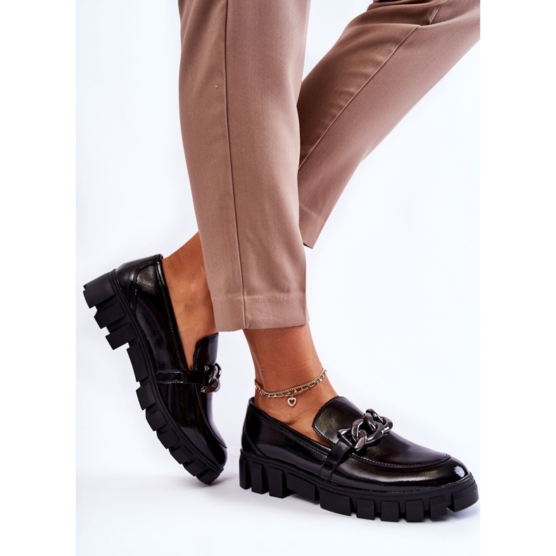 Sergio Leone Mocasines Lacados Sobre Plataforma Inger Negro 2