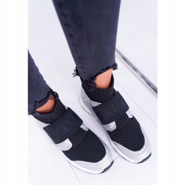 Deportivas Mujer Lu Boo Con Calcetín Plata Glitter Phantom HT9022 negro 3