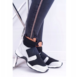 Deportivas Mujer Lu Boo Con Calcetín Plata Glitter Phantom HT9022 negro 2