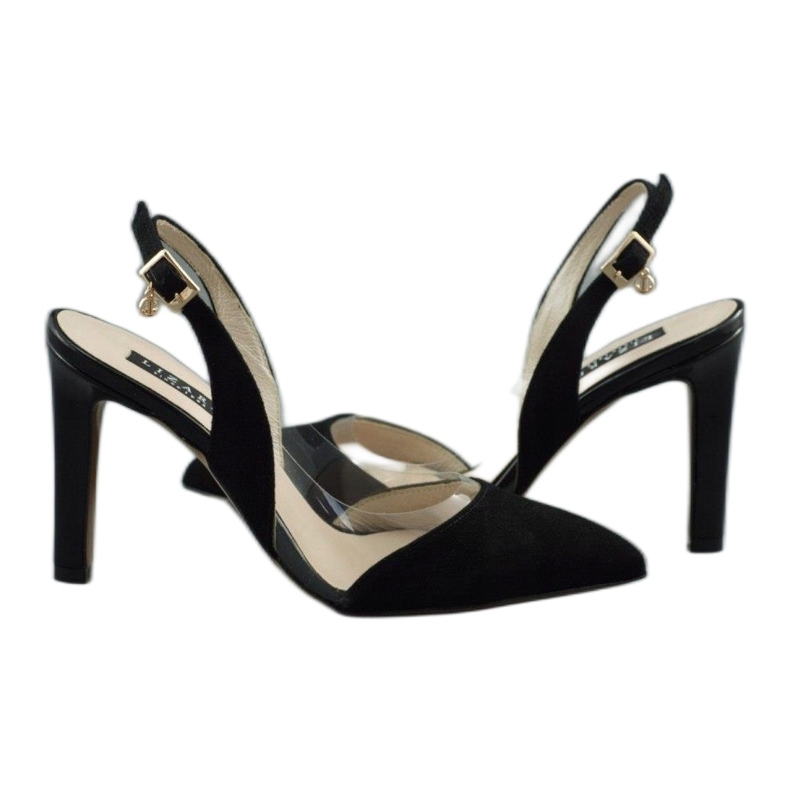 Lizard Sandalias de cuero para mujeres en Szpilka 04765 Negro 3