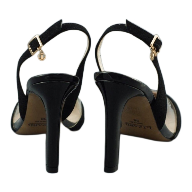 Lizard Sandalias de cuero para mujeres en Szpilka 04765 Negro 2