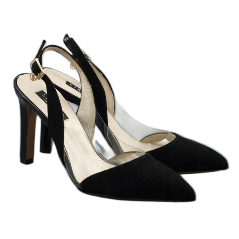 Lizard Sandalias de cuero para mujeres en Szpilka 04765 Negro 1