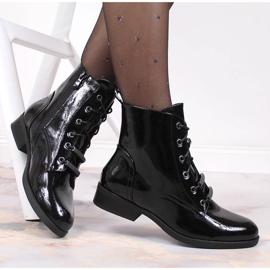 S.Barski Botas de mujer con tacón plano, lacadas y con aislamiento de S. Bararski negro 4