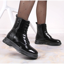 Botas de mujer de piel de charol negro con aislamiento Big Star negro KK274489 6