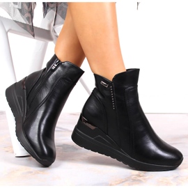 Negro Botas cuña mujer insuladas Jezzi JEZ372 4